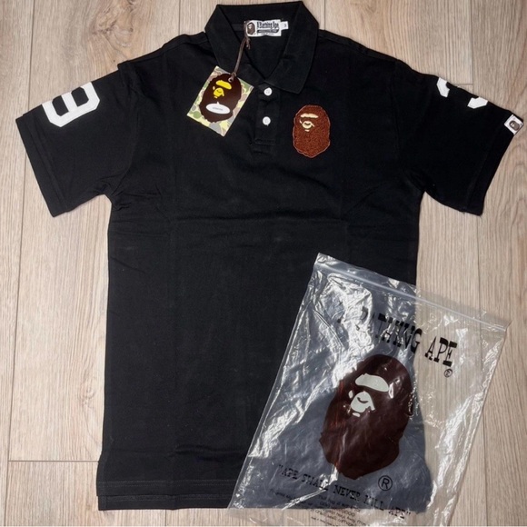 A Bathing Ape Black Polo Shirt - Picture 1 of 4